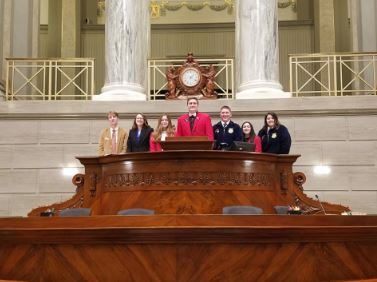 Students in the Senate Chamber
